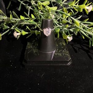 White Gold Heart Bezel Set Moissanite Ring Sz 6